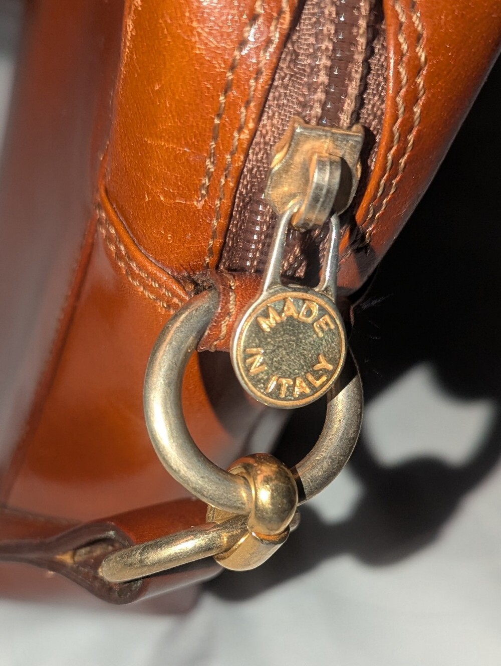 Vintage Italian Leather Crossbody Bag Equsterian Style - Picture 7 of 9
